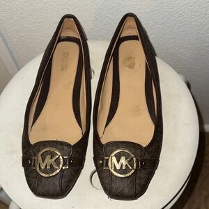 Michael Kors Dark Brown Loafers with Gold Logo